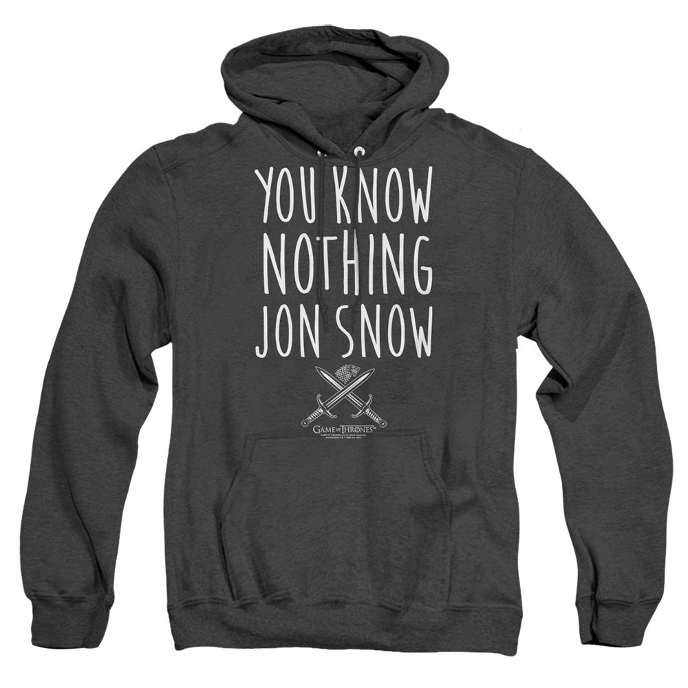 Game Of Thrones You Know Nothing Jon Snow Heather Mens Hoodie Black