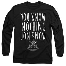 Load image into Gallery viewer, Game Of Thrones You Know Nothing Jon Snow Mens Long Sleeve Shirt Black Officially Licensed
