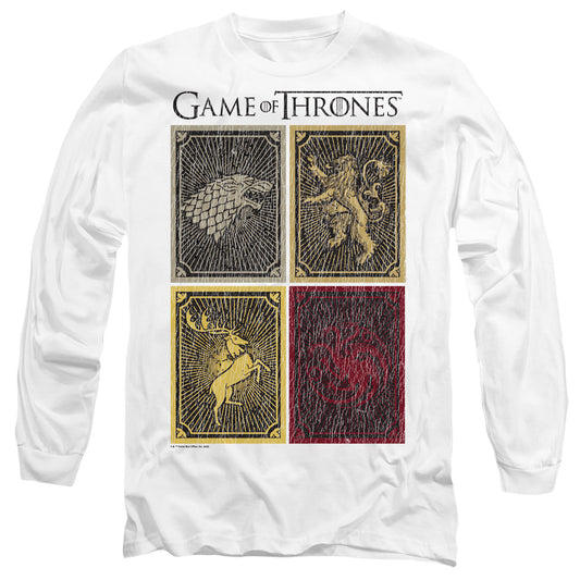 Game Of Thrones House Squares Mens Long Sleeve Shirt White Officially Licensed
