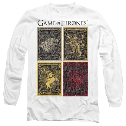 Game Of Thrones House Squares Mens Long Sleeve Shirt White Officially Licensed