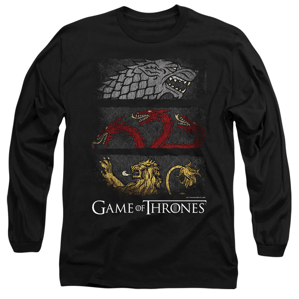 Game Of Thrones Sigil Banners Mens Long Sleeve Shirt Black Officially Licensed