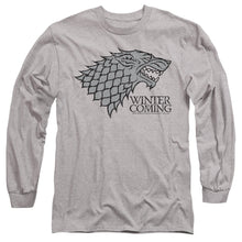 Load image into Gallery viewer, Game Of Thrones Startk Winter Is Coming On Gray Mens Long Sleeve Shirt Athletic Heather Officially Licensed
