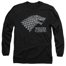 Load image into Gallery viewer, Game Of Thrones Startk Winter Is Coming On Black Mens Long Sleeve Shirt Black Officially Licensed
