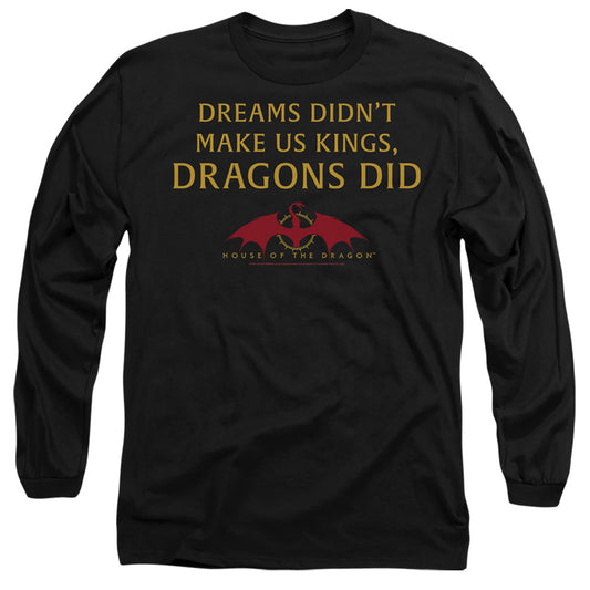 House Of The Dragon Not Dreams Mens Long Sleeve Shirt Black Officially Licensed