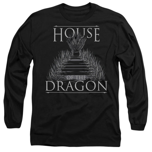 House Of The Dragon Sword Throne Mens Long Sleeve Shirt Black Officially Licensed