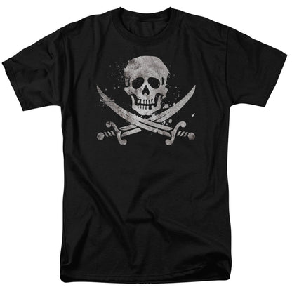 Distressed Jolly Roger Mens T Shirt Black