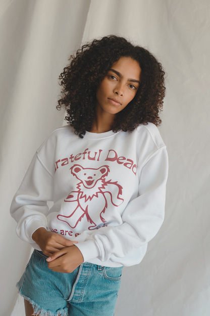 Grateful Dead Everywhere Womens Crewneck Sweatshirt Vintage White