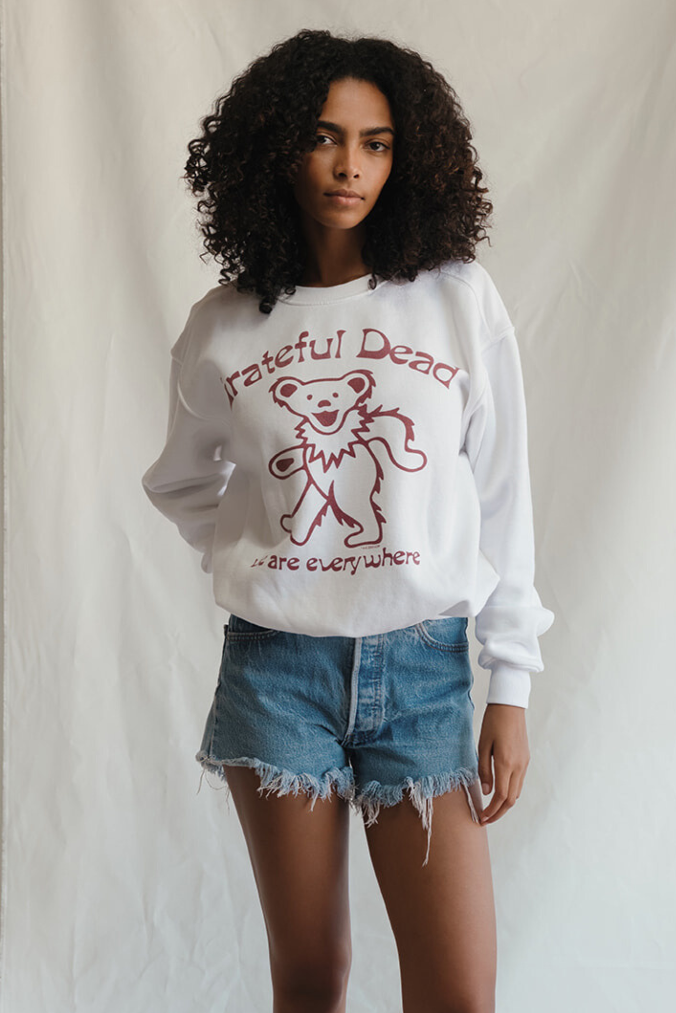 Grateful Dead Everywhere Womens Crewneck Sweatshirt Vintage White