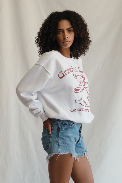 Grateful Dead Everywhere Womens Crewneck Sweatshirt Vintage White