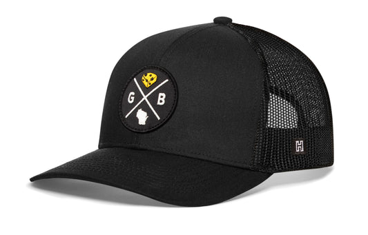 Green Bay Trucker Haka Hat Black GB Cheese X Snapback