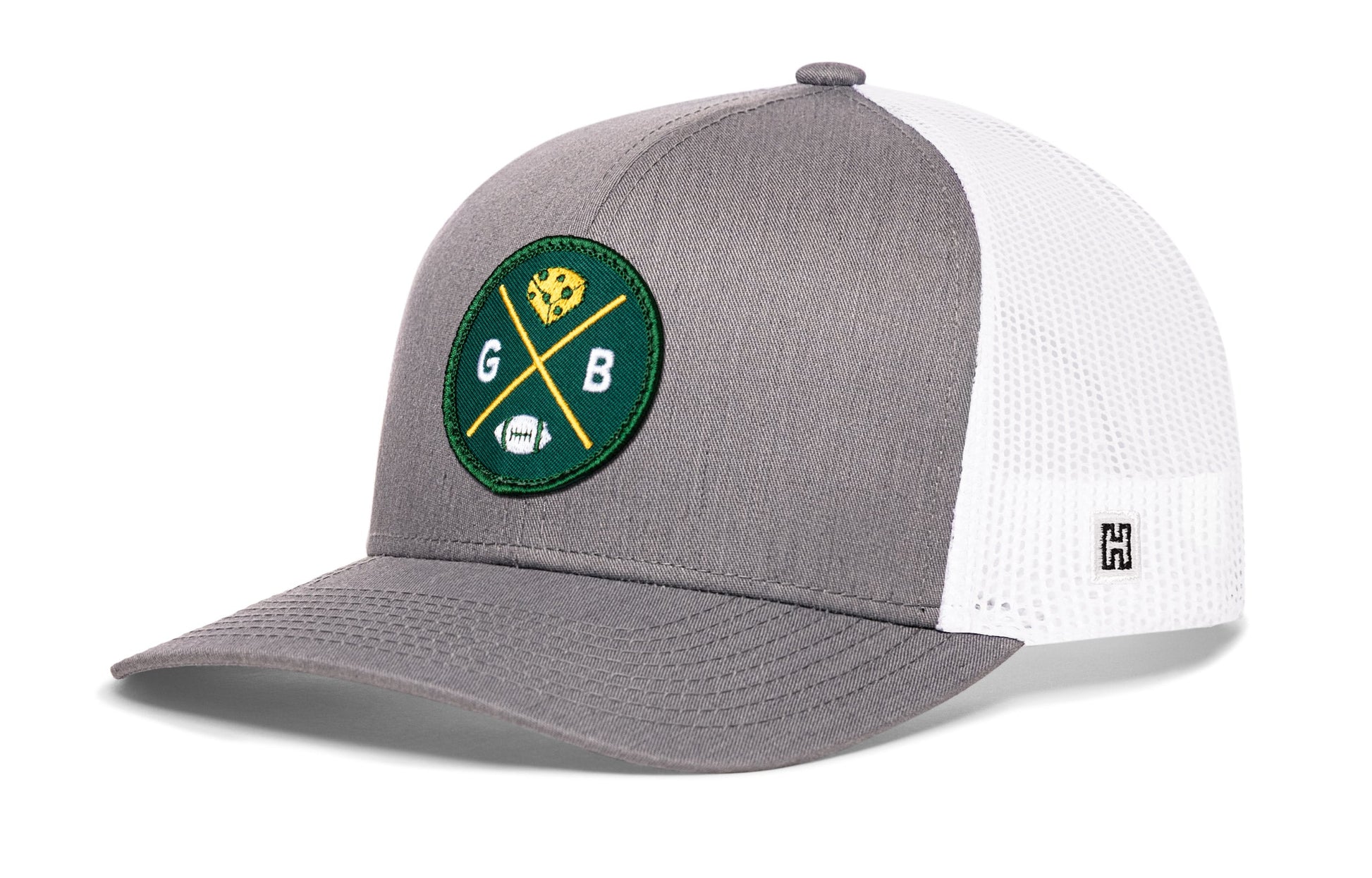Green Bay Trucker Haka Hat Gray-White GB Cheese X Football Snapback