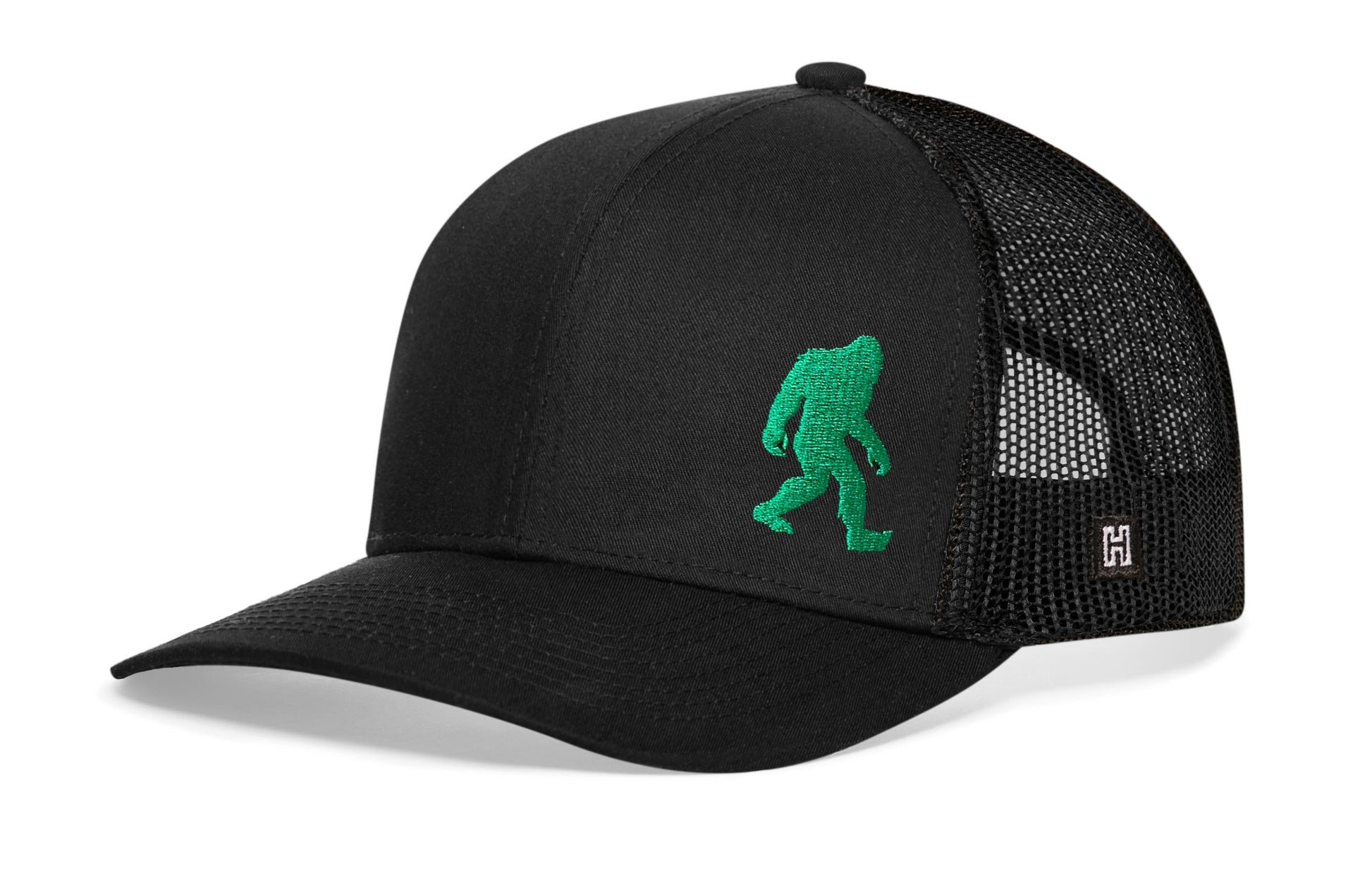 Green Bigfoot Trucker Haka Hat Black Sasquatch Snapback