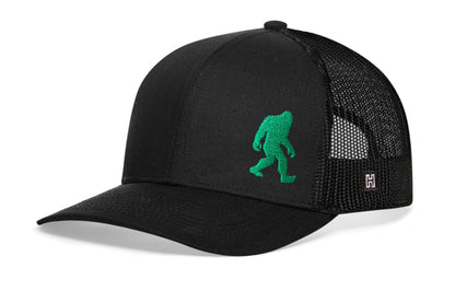 Green Bigfoot Trucker Haka Hat Black Sasquatch Snapback