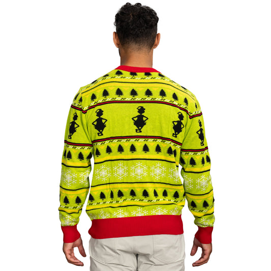 Grinch Head Santa Hat Wreath Sweater