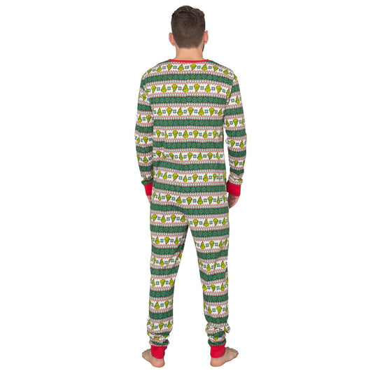 Grinch Family Faces Christmas Adult Pajama Union Suit