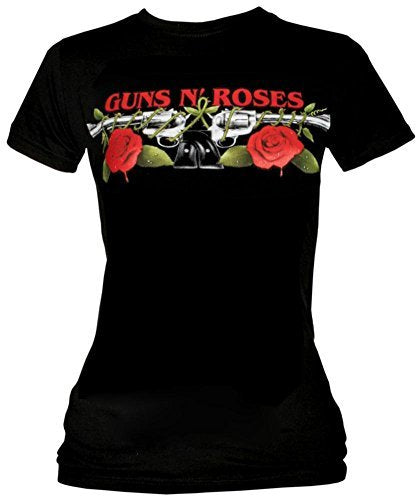 Guns N Roses Juniors Guns N' Roses: Roses And Pistols T-Shirt,Black,Medium Mens T Shirt