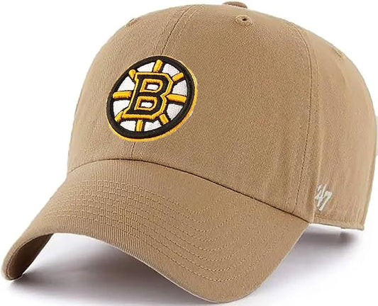 47 Brand NHL Boston Bruins Clean Up Hat Adjustable Cap Khaki