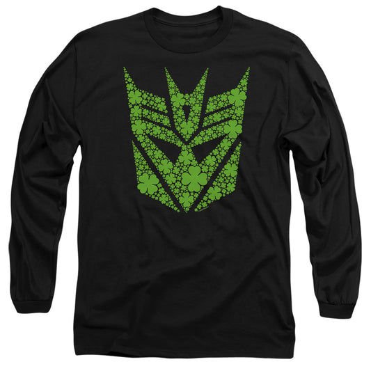 Transformers St. Patrick'S Day Decepticon Shamrock Mens Long Sleeve Shirt Black Officially Licensed