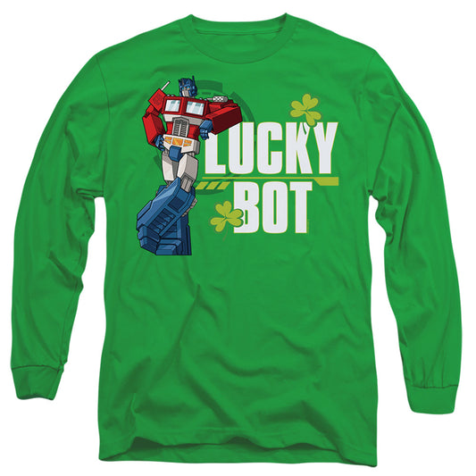 Transformers St. Patrick'S Day Optimus Prime Lucky Bot Mens Long Sleeve Shirt Kelly Green Officially Licensed