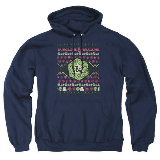 Dungeons And Dragons 20-Sided Dice Ugly Christmas Mens Hoodie Navy