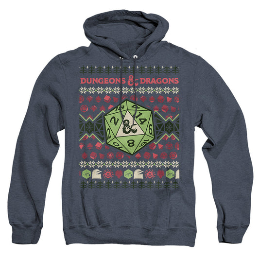 Dungeons And Dragons 20-Sided Dice Ugly Christmas Heather Mens Hoodie Navy