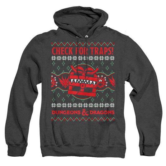 Dungeons And Dragons Check For Traps Ugly Christmas Heather Mens Hoodie Black