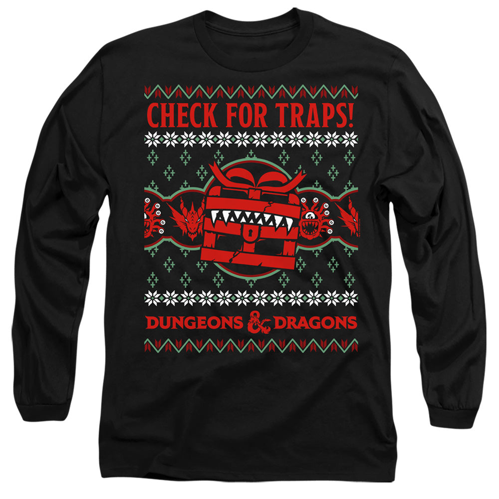 Dungeons And Dragons Check For Traps Ugly Christmas Mens Long Sleeve Shirt Black Officially Licensed