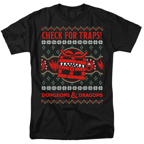 Dungeons And Dragons Check For Traps Ugly Christmas Mens T Shirt Black