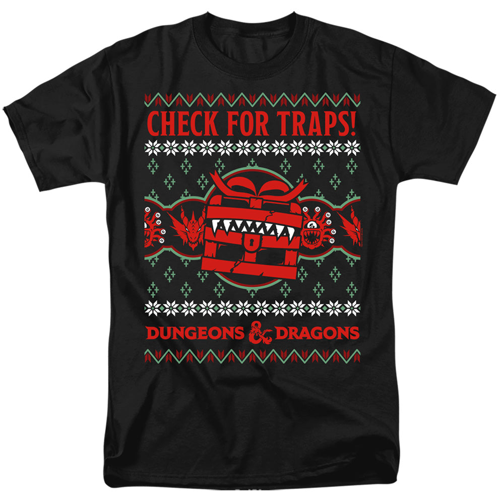 Dungeons And Dragons Check For Traps Ugly Christmas Mens T Shirt Black