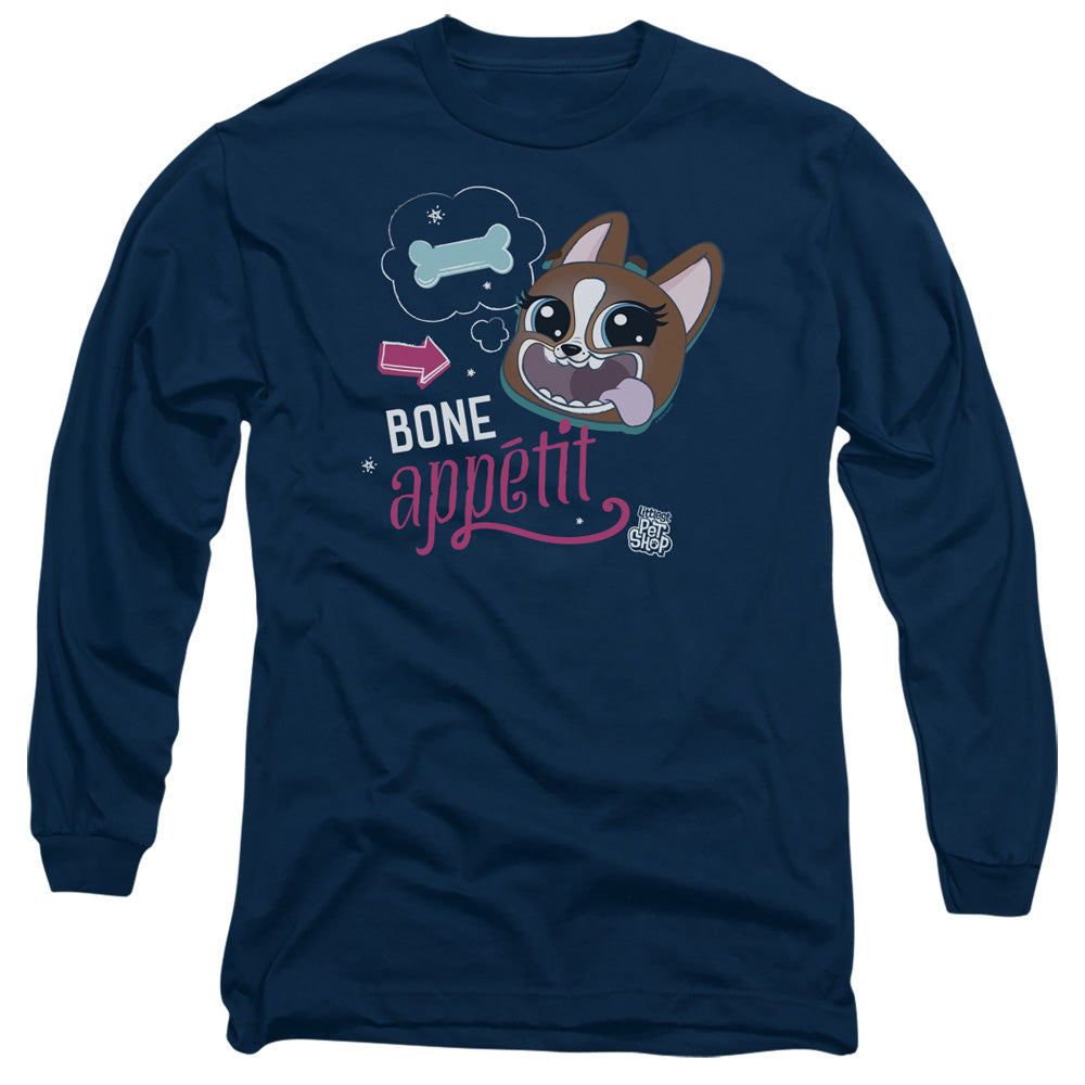 Littlest Pet Shop Bone Appetit Mens Long Sleeve Shirt Navy Officially Licensed