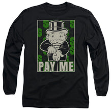Load image into Gallery viewer, Monopoly Pay Me Mens Long Sleeve Shirt Black
