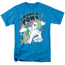 Load image into Gallery viewer, My Little Pony Retro I Want a Pony Mens T Shirt Turquoise
