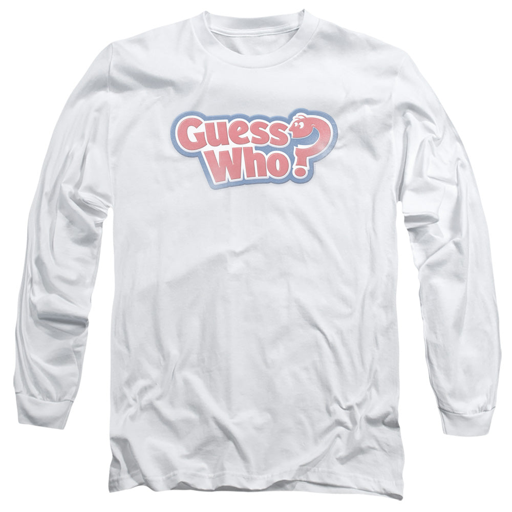 Guess Who Guess Who Distressed Logo Mens Long Sleeve Shirt White Officially Licensed