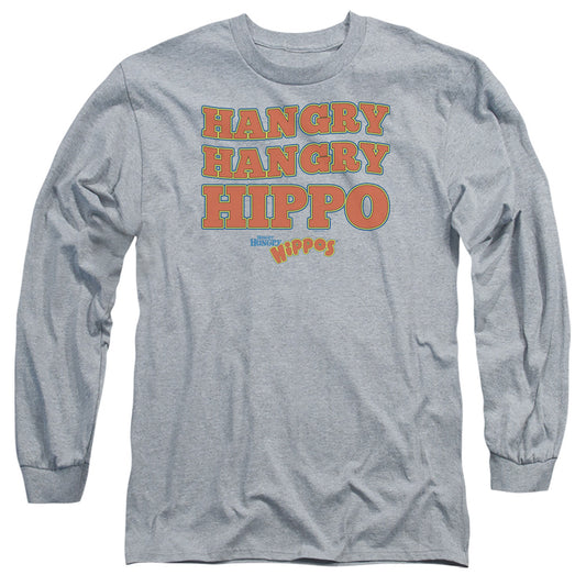 Hungry Hungry Hippos Hangry Mens Long Sleeve Shirt Athletic Heather Officially Licensed
