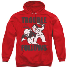 Load image into Gallery viewer, Monopoly Trouble Follows Mens Hoodie Red
