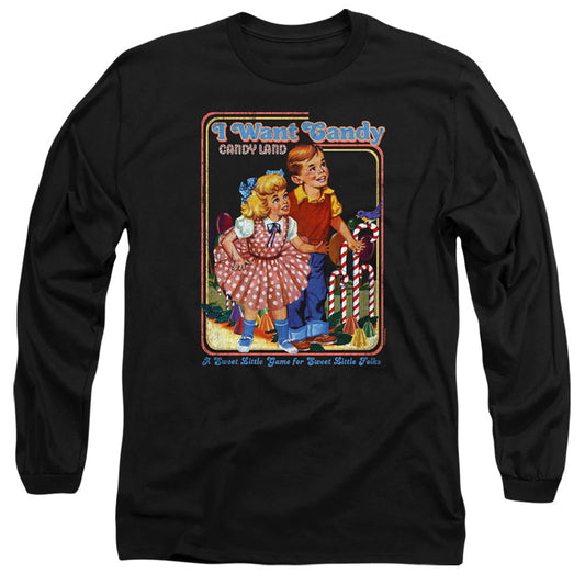 Candy Land I Want Candy Mens Long Sleeve Shirt Black Officially Licensed
