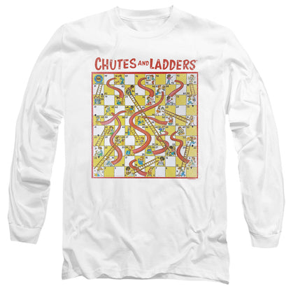 Chutes And Ladders 79 Game Board Mens Long Sleeve Shirt White Officially Licensed