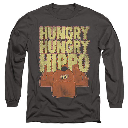 Hungry Hungry Hippos Hungry Hungry Hippo Mens Long Sleeve Shirt Charcoal Officially Licensed