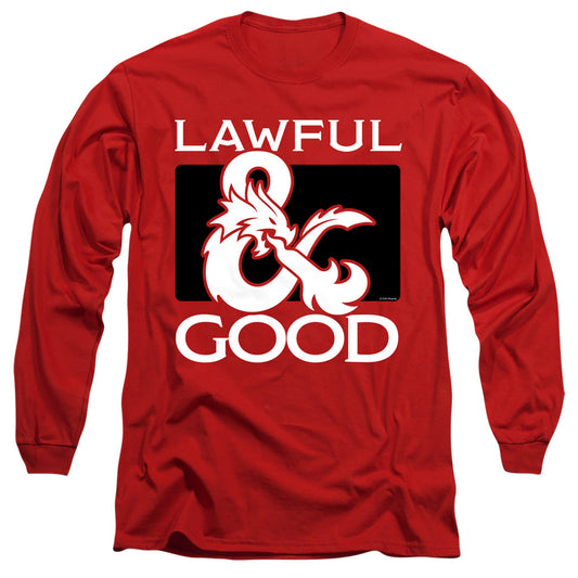 Dungeons And Dragons Lawful Good Mens Long Sleeve Shirt Red Officially Licensed