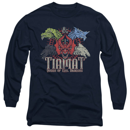 Dungeons And Dragons Tiamat Queen Of Evil Mens Long Sleeve Shirt Navy Officially Licensed