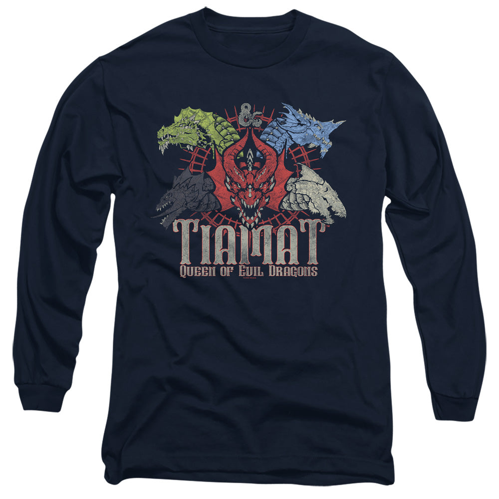Dungeons And Dragons Tiamat Queen Of Evil Mens Long Sleeve Shirt Navy Officially Licensed