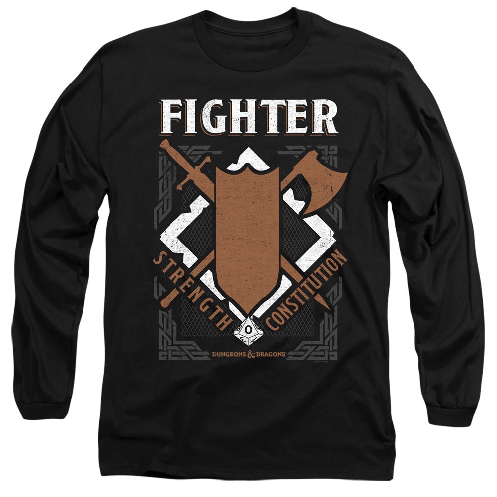 Dungeons And Dragons Fighter Mens Long Sleeve Shirt Black Officially Licensed