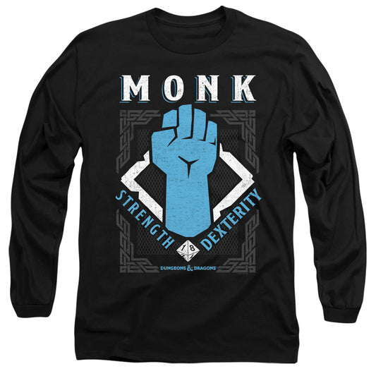Dungeons And Dragons Monk Mens Long Sleeve Shirt Black Officially Licensed