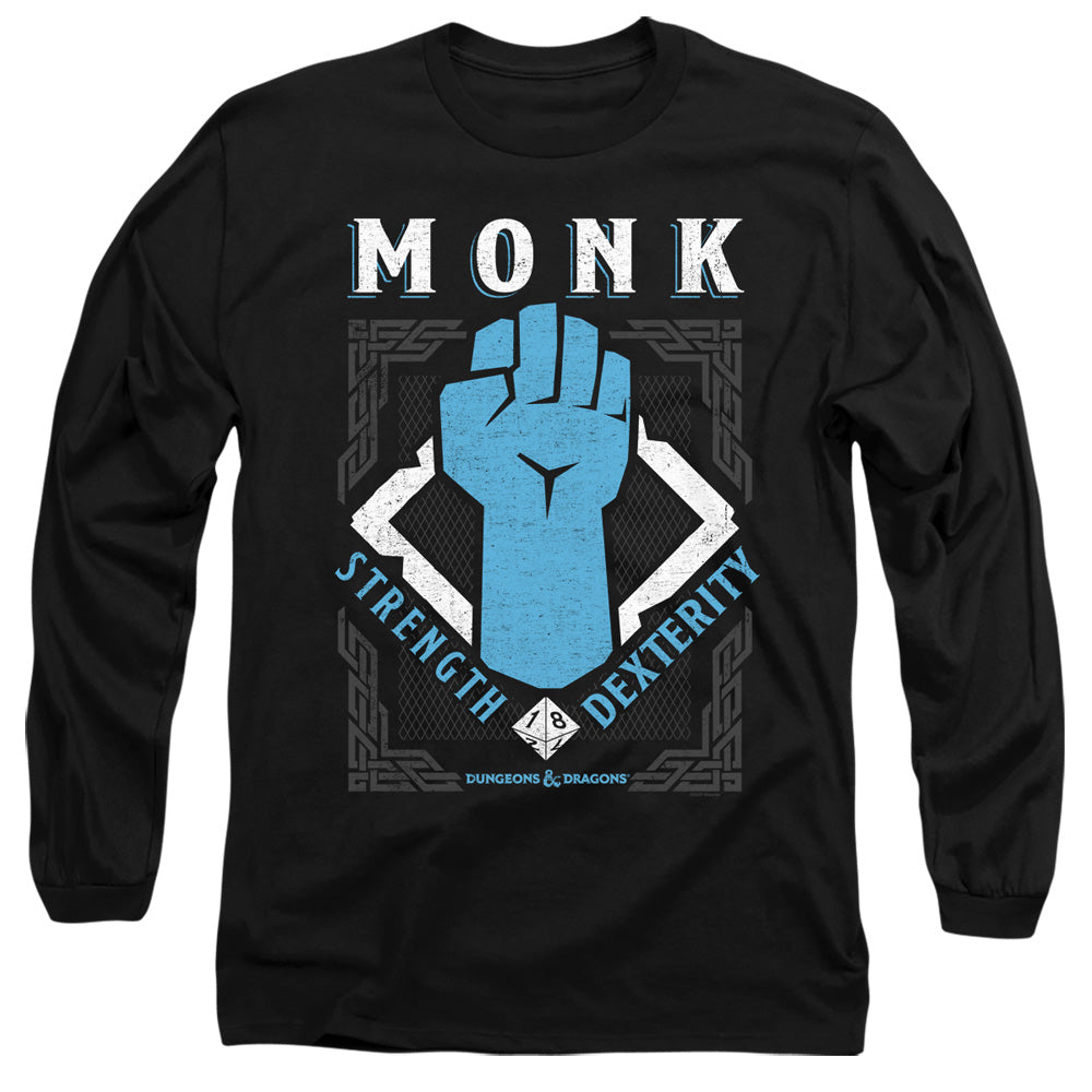 Dungeons And Dragons Monk Mens Long Sleeve Shirt Black Officially Licensed