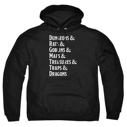 Dungeons And Dragons Dungeon List Mens Hoodie Black