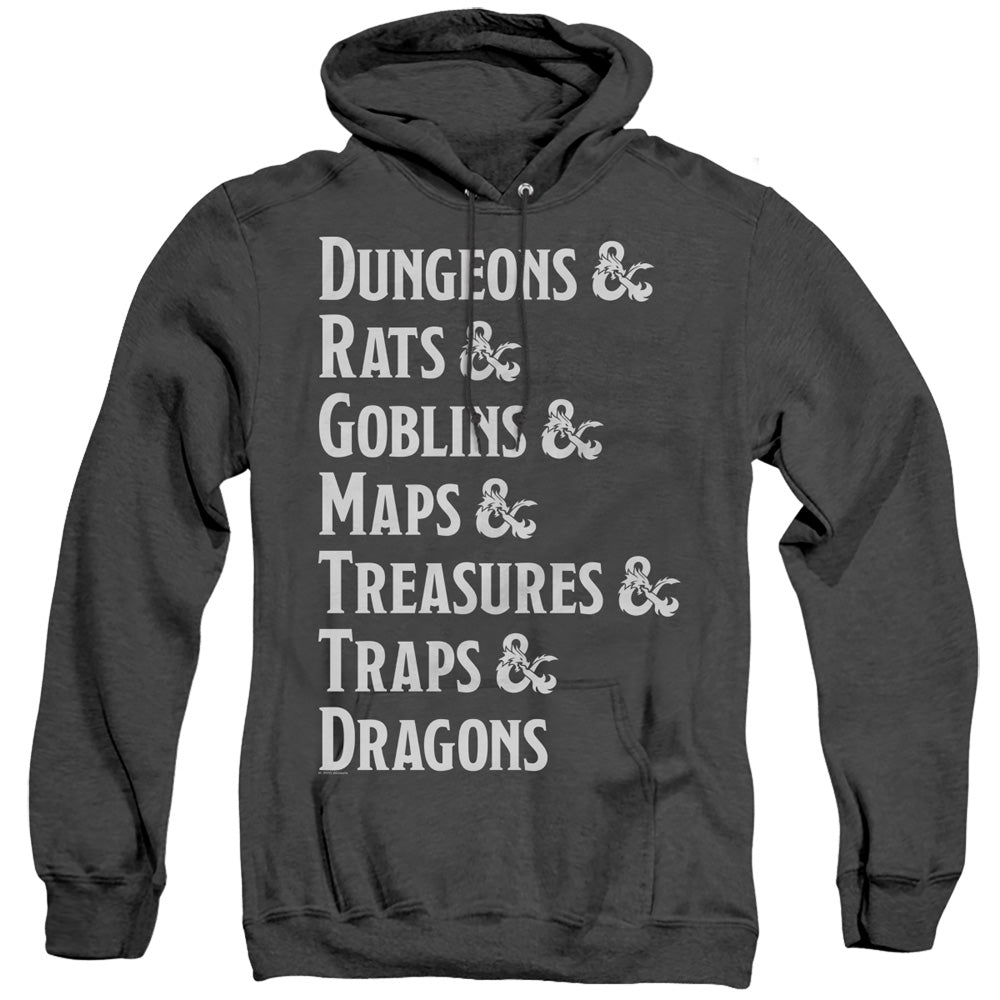 Dungeons And Dragons Dungeon List Heather Mens Hoodie Black