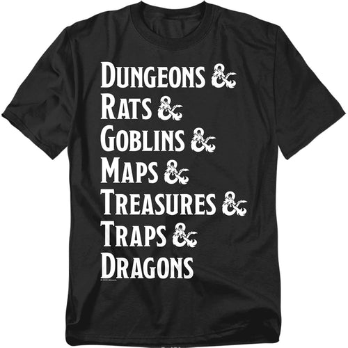 Dungeons And Dragons Dungeon List Mens T Shirt Black
