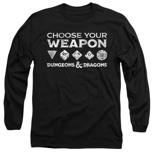 Dungeons And Dragons Choose Your Weapon Mens Long Sleeve Shirt Black Officially Licensed