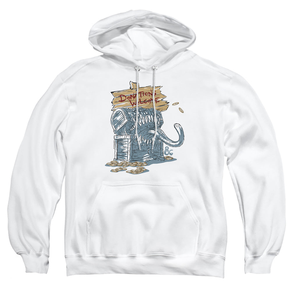Dungeons And Dragons Donations Welcome Mimic Mens Hoodie White