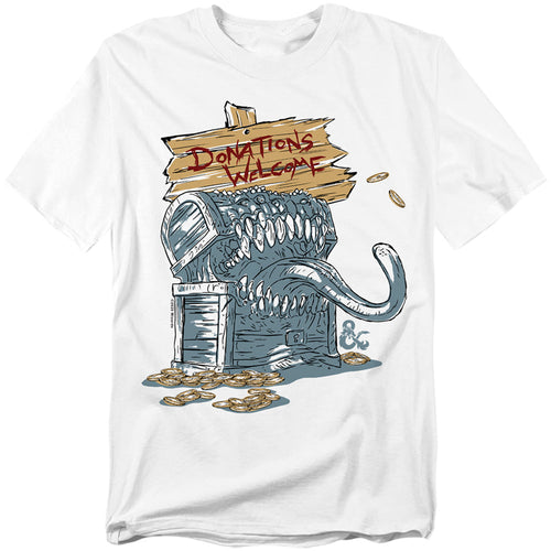 Dungeons And Dragons Donations Welcome Mimic Mens T Shirt White
